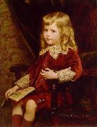 Alfred Edward Emslie Portrait of a young boy in a red velvet suit France oil painting artist